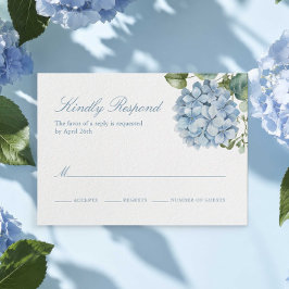 Elegante Blaue Hortensien-Hochzeits-RSVP RSVP Karte