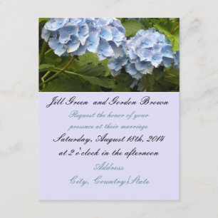 Elegante blaue Hortensien-Hochzeitseinladung Einladung