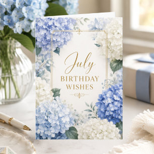 Elegante Blaue Hortensien Juli Alles Gute zum Gebu Karte