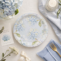 Elegante blaue Hortensien-Papierteller