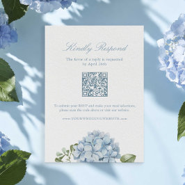 Elegante blaue Hortensien-QR-Code-Antwortkarte RSVP Karte