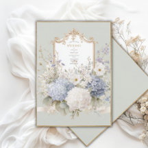 Elegante Blaue Hortensien Sage Vintage Hochzeit
