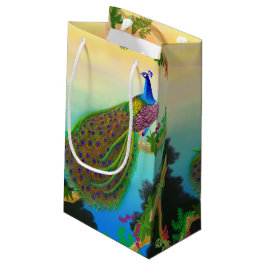 Elegante blaue indische Pfau-Geschenk-Tasche Kleine Geschenktüte