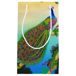 Elegante blaue indische Pfau-Geschenk-Tasche Kleine Geschenktüte
