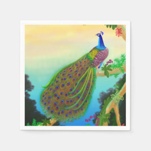 Elegante blaue indische Pfau-Servietten Serviette