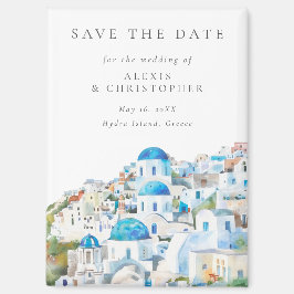 Elegante blaue italienische Skyline-Hochzeit Save  Magnet