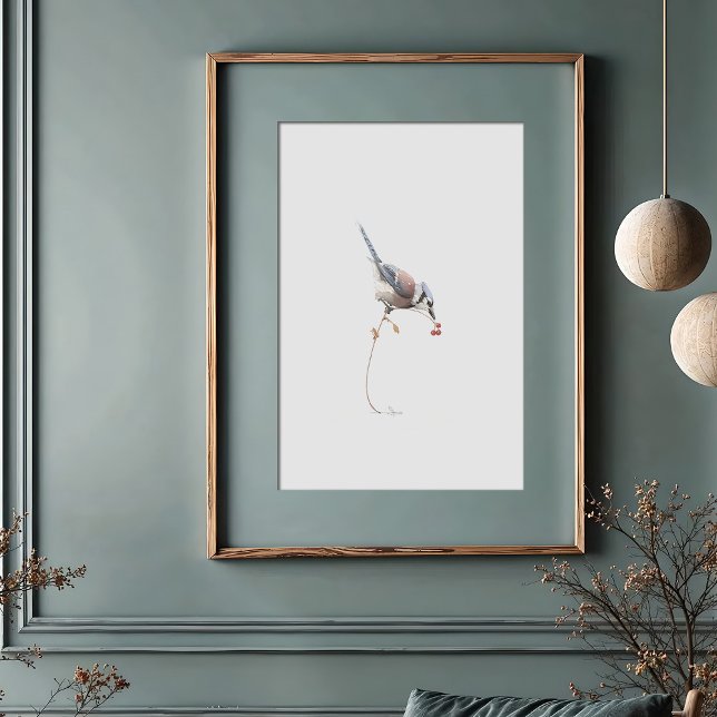 Elegante blaue Jay Watercolor Kunst, Dichtung und  Poster (Von Creator hochgeladen)