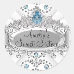 Elegante blaue Juwel-Tiara Sweet Sixteen Aufkleber