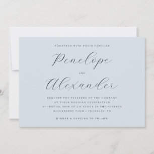 Elegante blaue Kalligrafie Einladung