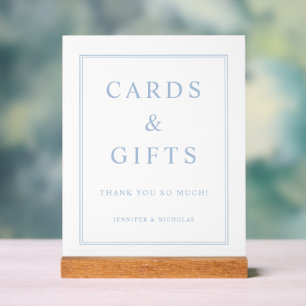 Elegante blaue Karten und Geschenke Hochzeit Acrylschild