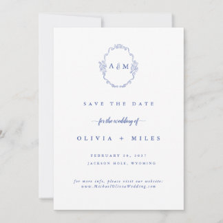 Elegante blaue klassische Hochzeit - Save-the-Date Save The Date
