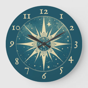 Elegante blaue kosmische Wanduhr