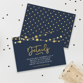 Elegante blaue Lichterketten Details Hochzeiten Begleitkarte