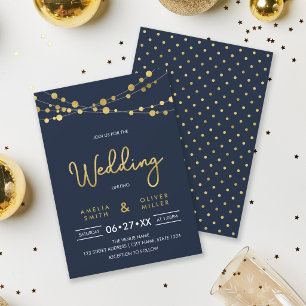 Elegante blaue Lichterketten Hochzeitseinladung Einladung