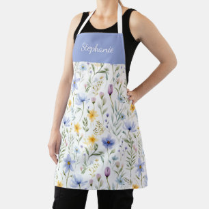 Elegante Blaue Lila Aquarell-Wildblume  Schürze