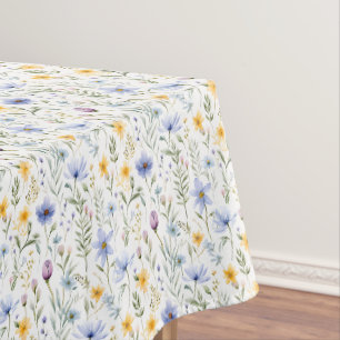 Elegante Blaue Lila Aquarell-Wildblume  Tischdecke