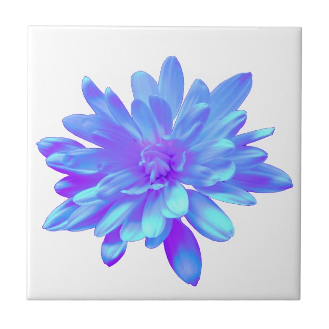 Elegante, blaue lila Blume Fliese (Vorderseite)