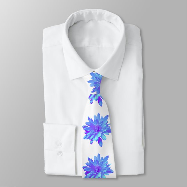 Elegante, blaue lila Blume Krawatte (Gebunden)