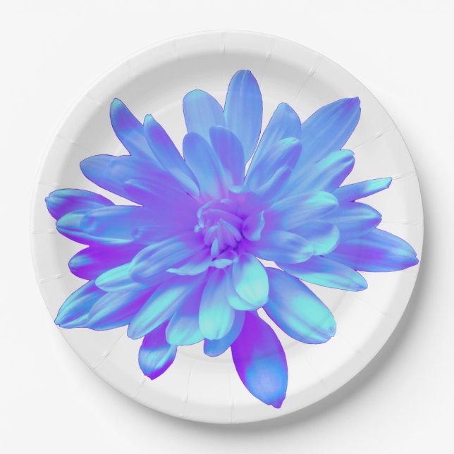 Elegante, blaue lila Blume Pappteller (Vorderseite)