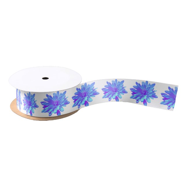 Elegante, blaue lila Blume Satinband (Spule)
