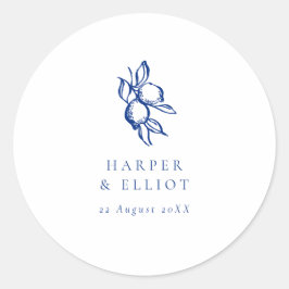 Elegante Blaue-Limonen-Hochzeitsgeschenke mit Dood Runder Aufkleber