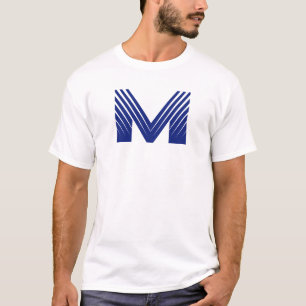 Elegante blaue Linie Buchstabe M  T-Shirt