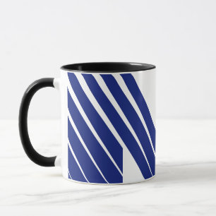 Elegante blaue Linie Buchstabe M Tasse