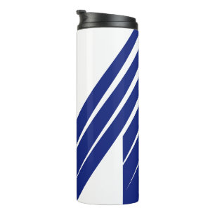 Elegante blaue Linie Buchstabe M Thermosbecher