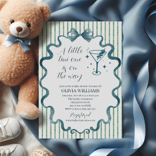 Elegante Blaue Martini-Schleife Baby Shower Einladung