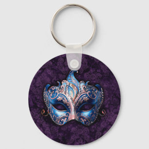 Elegante blaue Maskenmaske Schlüsselanhänger