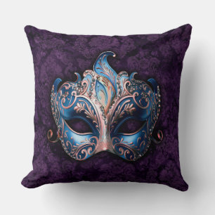 Elegante Blaue Masquerade Maske Kissen