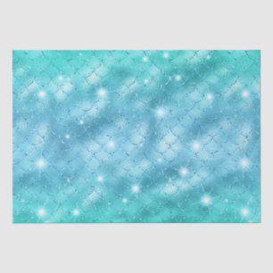 Elegante blaue Meerjungfrau Schuppen Metallic Glit Seidenpapier