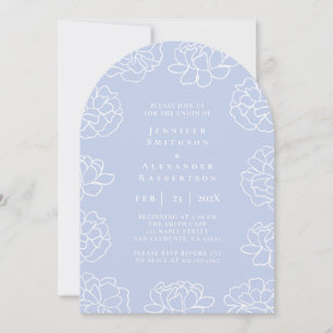 Elegante blaue, minimalistische botanische Hochzei Einladung