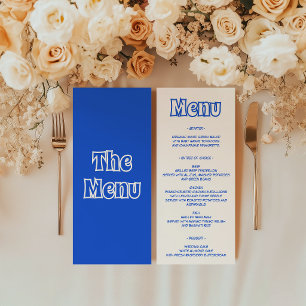 Elegante Blaue Minimalistische Hochzeitsfeier Menükarte