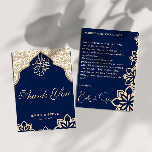 Elegante blaue Mosaikhochzeit Danke-Card Dankeskarte (Von Creator hochgeladen)