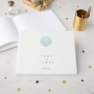 Elegante Blaue Muschel-Hochzeit Gästebuch