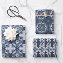 Elegante blaue Muster - Geschenkpapier-Blätter Geschenkpapier Set