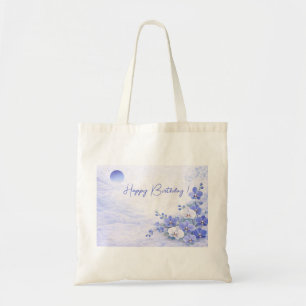 Elegante blaue Orchideen-Geburtstagsfeier Tragetasche