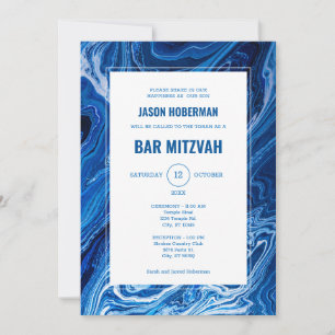 Elegante blaue Ozeanwellen Bar Mitzwa Einladung