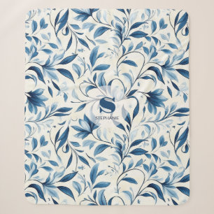 Elegante blaue Paisley-Blätter - weißer Hintergrun Sherpadecke