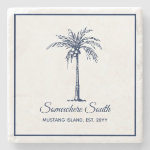 Elegante blaue Palme Personalisiert Steinuntersetzer