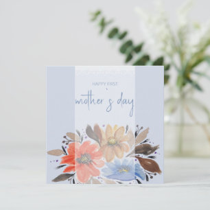 Elegante blaue Pastell-Aquarell-Blumen Feiertagskarte
