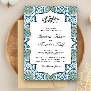 Elegante blaue persische Mosaik-islamische muslimi Einladung