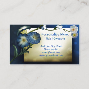 Elegante blaue Petunien mit elfenbeinfarbenem Hint Visitenkarte
