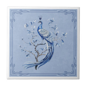 Elegante blaue Pfauen-Keramikfliese Fliese