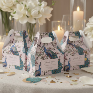Elegante blaue Pfauen und Blume Rosa rot Geschenkschachtel