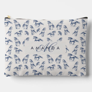 Elegante Blaue Pferde Mit Monogramm Erstgeschenke Zubehörtasche