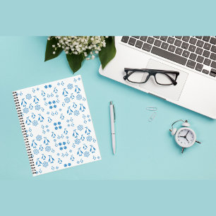 Elegante blaue Pinguine mit Schneeflocken Notizbuch