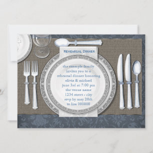 Elegante blaue Probedinner-Einladungen Einladung