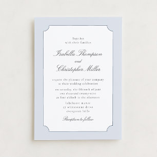 Elegante blaue Rahmen-Hochzeitseinladungskarte Kró Einladung